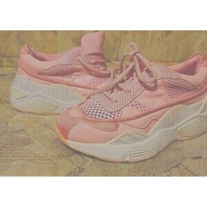 Jeffrey Campbell Women’s Platform Pink/White  Mesh Lace-Up Low Top Sneakers 7 M